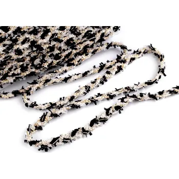 Prýmek splétaný s drobnými flitry šíře 10 mm, barva 4 černá