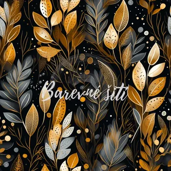 Úplet, Hnědé lístky na černé (E) (Top kvalitní úplet Bella digitisk)