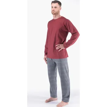 Pánské pyžamo Pánské pyžamo dlouhé - brandy tm. šedá - L