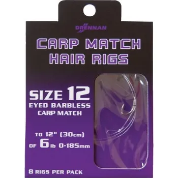 Rybářský háček Háčky DRENNAN Carp Match Hair Rigs 12 To 6Lb