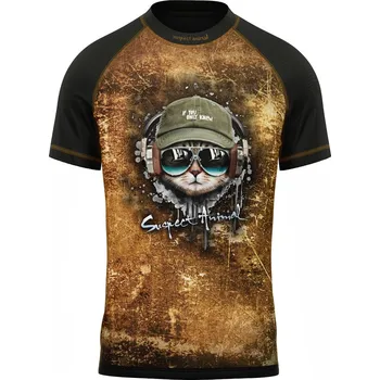 Dětské funkční triko krátký rukáv KEEP CALM černá Bamboo Ultra - Hnědá / 100