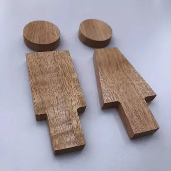 Domovní číslo Dřevěná toaletní cedulka pro koupelnu | koupelnová dekorace, označení toalety - Hnědý