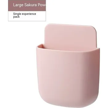 Úložný box Nástěnný držák na telefon a ovladače s poličkou | úložný organizér, nástěnná skříňka - Růžový