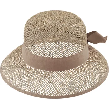 Klobouk Fiebig - Headwear since 1903 Slaměný malý cloche s béžovou stuhou - Fiebig Velikost: 59 cm (L)