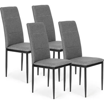 Barová židle Sada 4 jídelních židlí, textilní potah - šedá KJC007 GRAY