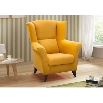 Křeslo KENTAKUS - křeslo, látka BLUVEL 68-HOŘČICOVÁ/nožky Ořech, NOSNOST 120KG(KENT=1 BALÍK)(IZ)(K250-Z) NOVÁ LÁTKA