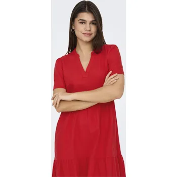 Dámské šaty Only dámské šaty Tiri s výstřihem do V červené Velikost: M
