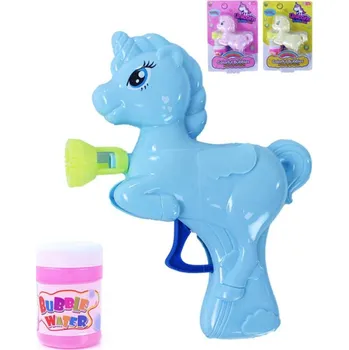 Bublifuk Pistole bublifukovací 16cm bublifukovač jednorožec 3 barvy