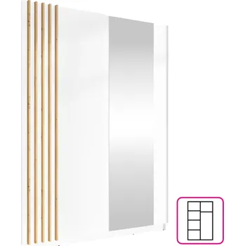 Šatní skříň Skříň 2D BAJADERO TYP 1, šířka 150 cm, matná bílá a dub artisan, zrcadlo