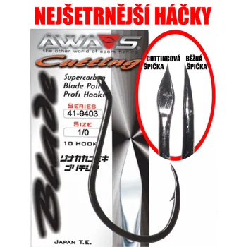 Rybářský háček Háčky AWA-S Cutting Blade 9403 Black Nickel 1/0