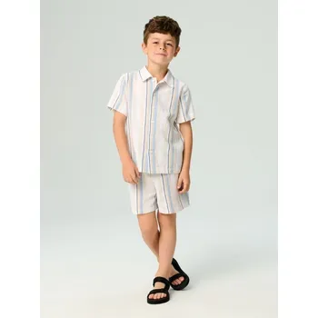 Sinsay - Bavlněná tkaninová souprava s pruhy - krémová - 456EH-01X - 456EH-01X-128