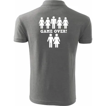 Pánská košile Game over svatba - Polokošile pánská Pique Polo 203 - 2XL ( Tmavě šedý melír )