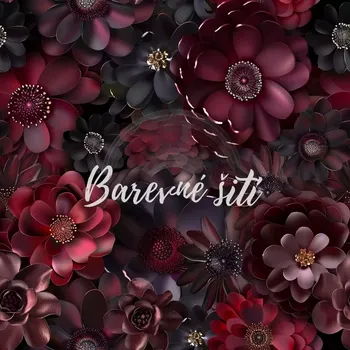 Úplet, Tmavě vínové květy (E) (Top kvalitní úplet Bella digitisk)