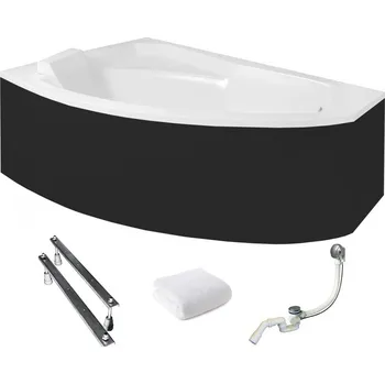 Vana BESCO Asymetrická vana 130x85 Rima Levá s černým krytem + Sifon