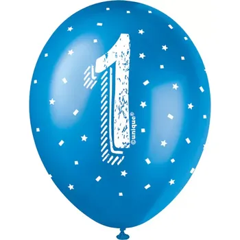 Balónek Unique Balónky latexové č. 1 s hvězdičkami 30 cm 5 ks