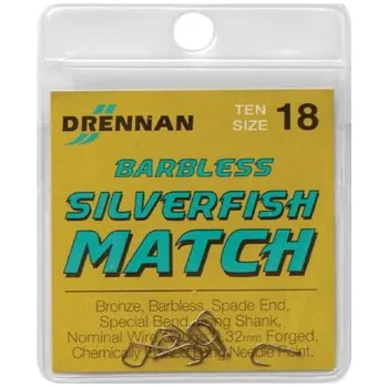 Rybářský háček Háčky DRENNAN Barbless Silverfisth Match 18