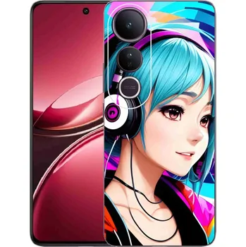 Pouzdro na mobilní telefon Gelový kryt mmCase na Vivo V50 Lite 4G/5G - dívka se sluchátky