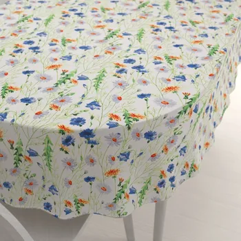 ubrus Bavlněný oválný ubrus Sandra SA-601 Kopretiny a zvonky na bílém 50x100 cm