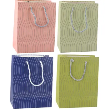 Dárková taška LEAN Papírová dárková taška Stříbrné vlnky 23 x 18 x 10,5 cm