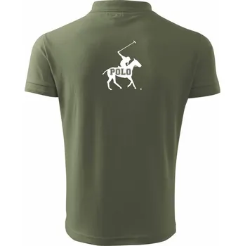 Pánská košile Polo kůň nápis - Polokošile pánská Pique Polo 203 - L ( Khaki )