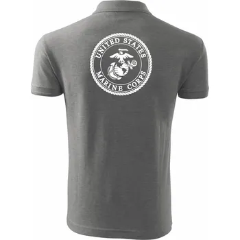 Pánská košile United States Marine Corps erb - Polokošile pánská Pique Polo 203 - 5XL ( Tmavě šedý melír )