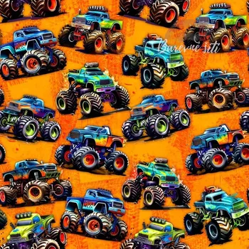Úplet, MonsterTruck na oranžové (E) (Top kvalitní úplet Bella digitisk)
