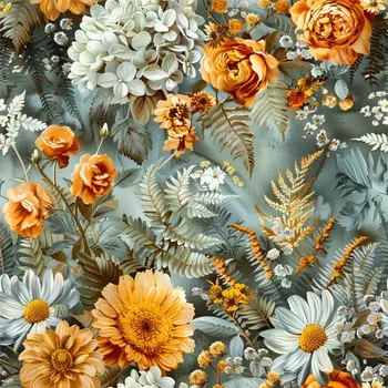 Úplet, Podzimní vintage květy (E) (Top kvalitní úplet Bella digitisk)