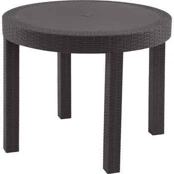 Zahradní stůl Zahradní stůl ZAMA průměr 90 cm, plast hnědý
