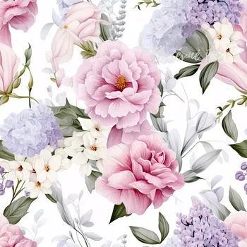 Úplet, Voňavé květy na bílé (E) (Top kvalitní úplet Bella digitisk)