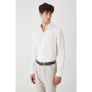 Pánská košile Lněná košile Medicine pánská, bílá barva, slim, s klasickým límcem RS25.KDM090 00X, vel. XL