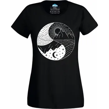 Dámské tričko Dámské tričko Jin a Jang Hory Yin Yang Mountains (Velikost: L, Barva: Černá)