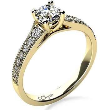 Prsten Couple, Třpytivý zásnubní prsten Esme, žluté zlato a zirkony, vel. 56, prům. 17.8 mm, 585-52-1-0046.0Z00.0.56.001