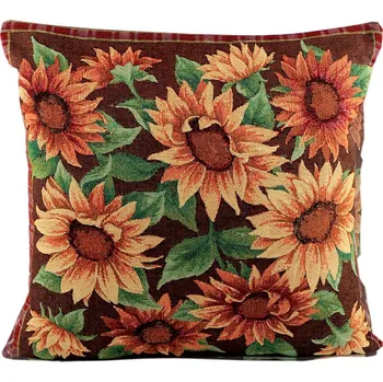 Povlak na dekorativní polštářek Gobelínový povlak na polštář slunečnice 45x45 cm, malé, 2 hnědá