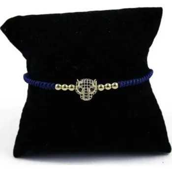 Náramek Zlatý leopard - náramek s modrým shamballa utahováním