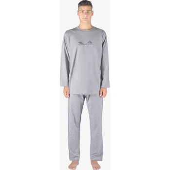 Pánské pyžamo Dlouhé pánské pyžamo - šedá tm. šedá - XL