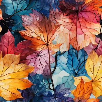 Úplet, Podzimní žilkované listy (E) (Top kvalitní úplet Bella digitisk)