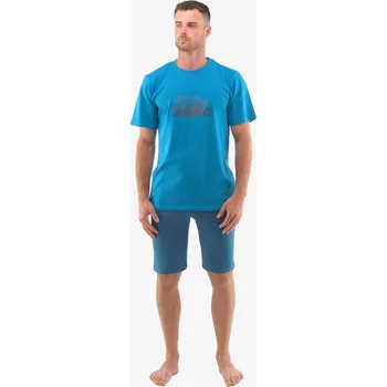 Pánské pyžamo Krátké pánské pyžamo - měsíc petrolejová - XXL