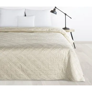 Přehoz na lůžko Sametový přehoz na postel LUIZ s lesklým vzorem - krémový Rozměr přehozu (šířka x délka): 170x210cm