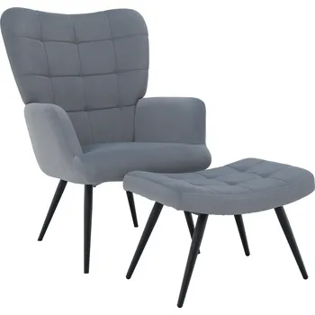 Jídelní židle Křeslo HABEN s podnožkou, sametová látka Velvet šedá, kov černý matný lak