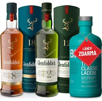 Whisky Glenfiddich 18YO 0,7 + Glenfiddich 12YO 0,7L + Bruichladdich Classic Laddie 0,7L ZDARMA
