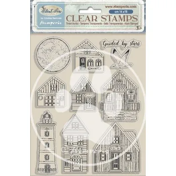 Dětské razítko Stamperia Domy a maják - silikonová gelová razítka (10ks)