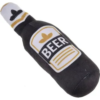 Hračka pro psa Pískací plyšová hračka pro psy ve tvaru pivní láhve | psí hračka, plyšová hračka - šedá