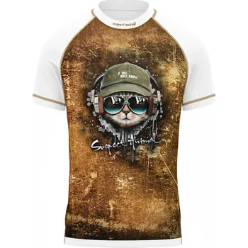 Dětské funkční triko krátký rukáv KEEP CALM bílá Bamboo Ultra - Hnědá / 100