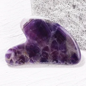 Masáž Jadeit gua sha kámen pro lifting obličeje | péče o pleť - FIALOVÝ