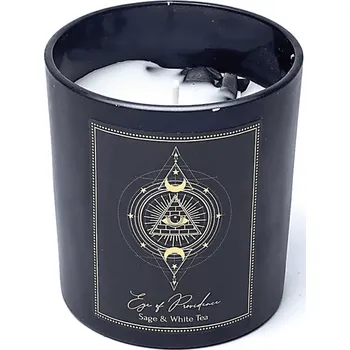 Svíčka Milujeme Kameny Manifestační svíčka - Eye of Providence - šalvěj a bíý čaj s černým obsidiánem - malá 381164
