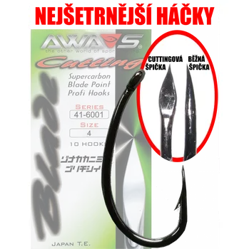 Rybářský háček Háčky AWA-S Cutting Blade 6001 Black Nickel 4