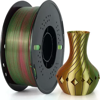 Filament Kingroon PLA TRI COLOR 1,75 mm 1 kg | Zlatá/Zelená/Růžová (Kingroon Filament / Tisková struna PLA DUAL COLOR 1,75 mm 1 kg | Zlatá/Zelená/Růžová)
