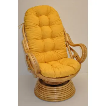 Křeslo Axin Trading s.r.o. Ratanové houpací křeslo Swivel medové polstr žlutý melír Axin Trading s.r.o.