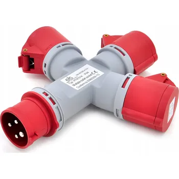 vypínač a zásuvka ROZBOČKA NAPÁJENÍ KEMPINGOVÝ T-ROZDĚLOVAČ SPOJ 1xVSTUP 3xVÝSTUP 16/4 IP44