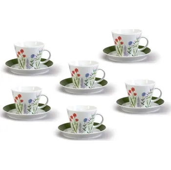 Thun 1794 Tom, šálky a podšálky čajové, 260 ml, rostlinky, porcelán, Thun, 6 ks